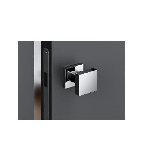 Pomello per porta in cromo spazzolato AEGIS quadrato - maniglia design