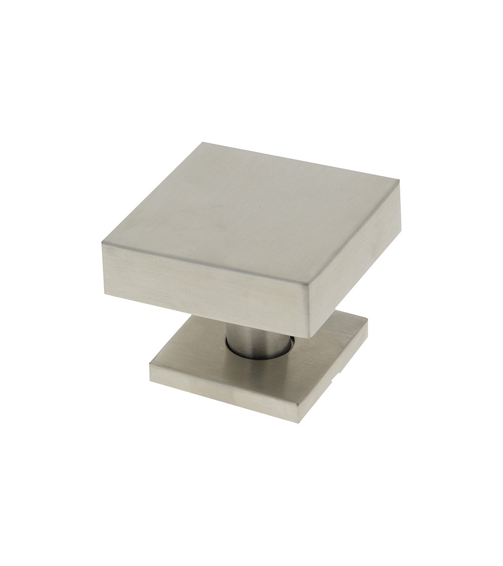 Pomello Porta Quadrato 70x70mm Centro in Inox con Rosetta 52mm