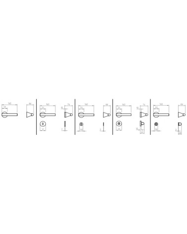 Maniglia per porta futuristica Mandelli Juno con dimensioni