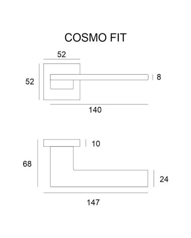 Maniglia per Porta in Cromo Satinato Liscia e di Alta Gamma - Modello COSMO