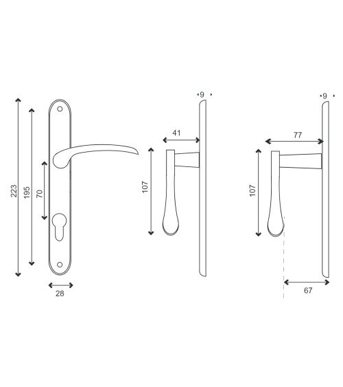 Maniglia per porta Roma ottone lucidato verniciato