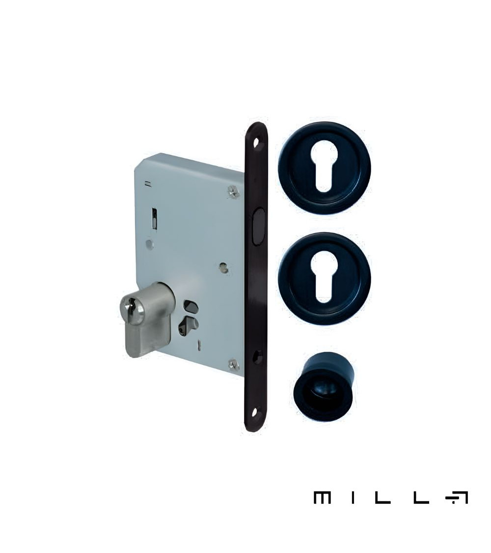 Kit per porta scorrevole con cilindro nero maniglia design