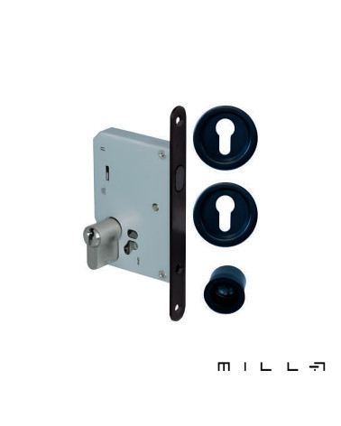 Kit per porta scorrevole con cilindro nero maniglia design