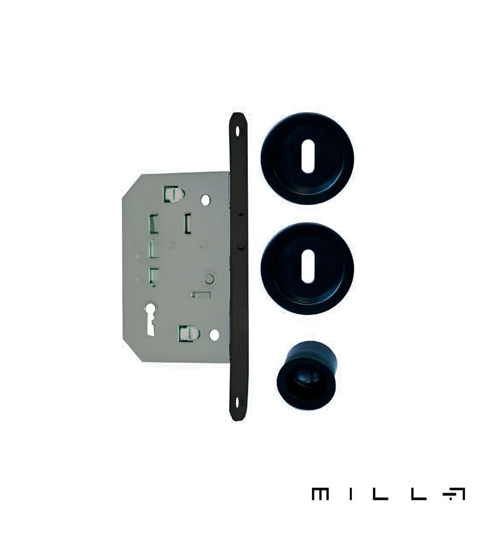 Kit per porta scorrevole con chiave I nera maniglia design