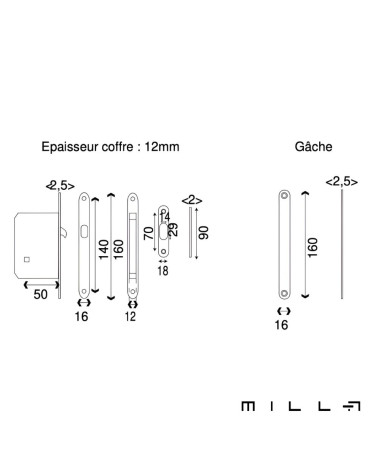 Kit maniglia a incasso con condanna in acciaio inossidabile ferramenta design con dimensioni