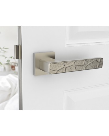 Maniglia per porta nichel satinato Volare design vista frontale