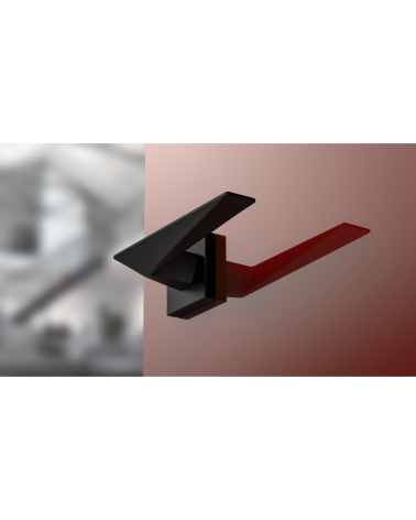Maniglia per porta in zamak Blade maniglia design vista dal basso montata su una porta