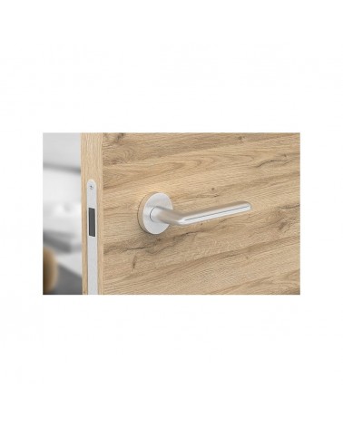 Maniglia per porta in zamak Spark design vista dall'alto montata su una porta