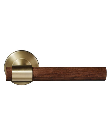 Maniglia per porta in legno naturale di faggio scuro trattato e oro opaco - Iraty