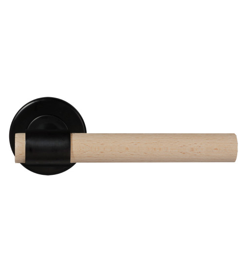 Maniglia per porta in legno di faggio naturale verniciato e nera - Iraty