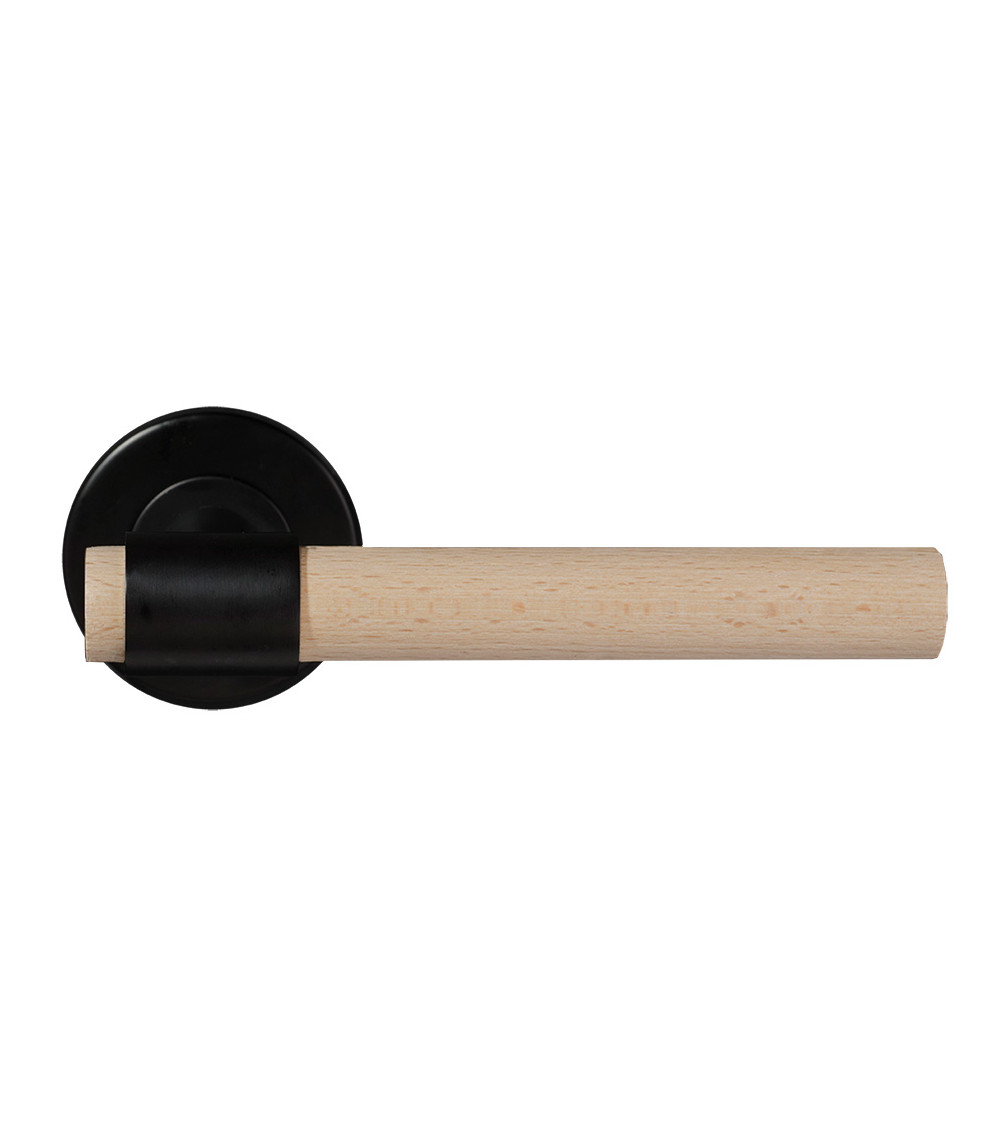 Maniglia per porta in legno di faggio naturale verniciato e nera - Iraty