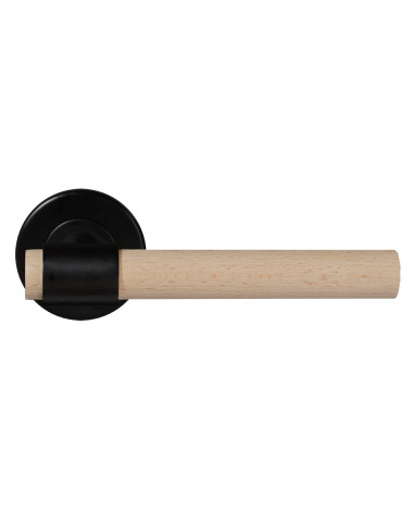 Maniglia per porta in legno di faggio naturale verniciato e nera - Iraty