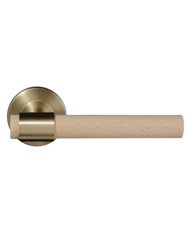 Maniglia per porta in legno di faggio naturale verniciato e oro satinato - Iraty
