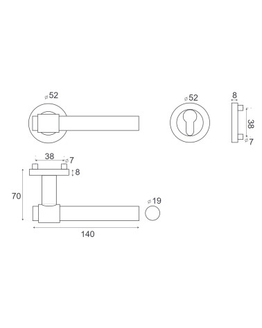 Maniglia per porta in legno di faggio naturale verniciato e inox - Iraty