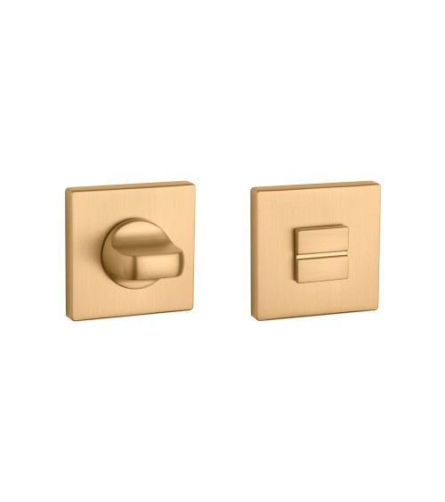 un kit di rosette quadrate con blocco per WC o bagno colore oro opaco