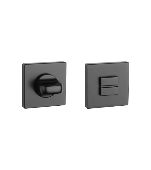 un kit di rosette quadrate con blocco per WC o bagno colore nero