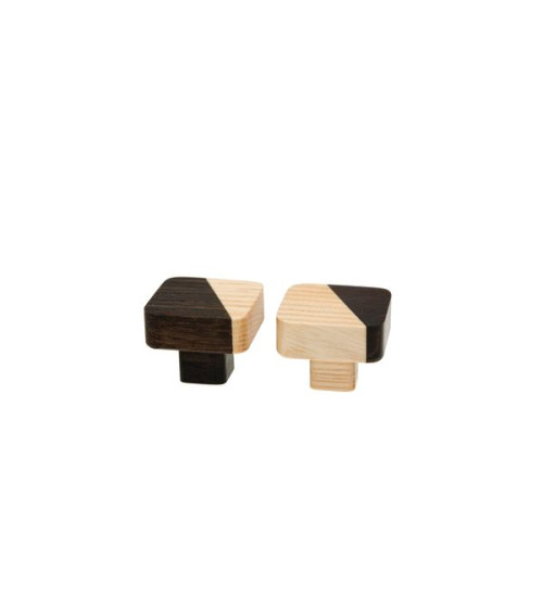 Pomolo per mobile in legno bicolore quadrato Just 2