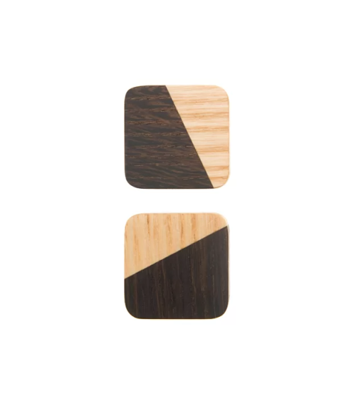 Pomolo per mobile in legno bicolore quadrato Just 2