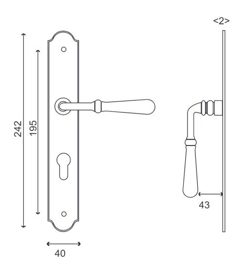 Maniglie per porte in ottone finitura ottone antico con rialzo - Beynac