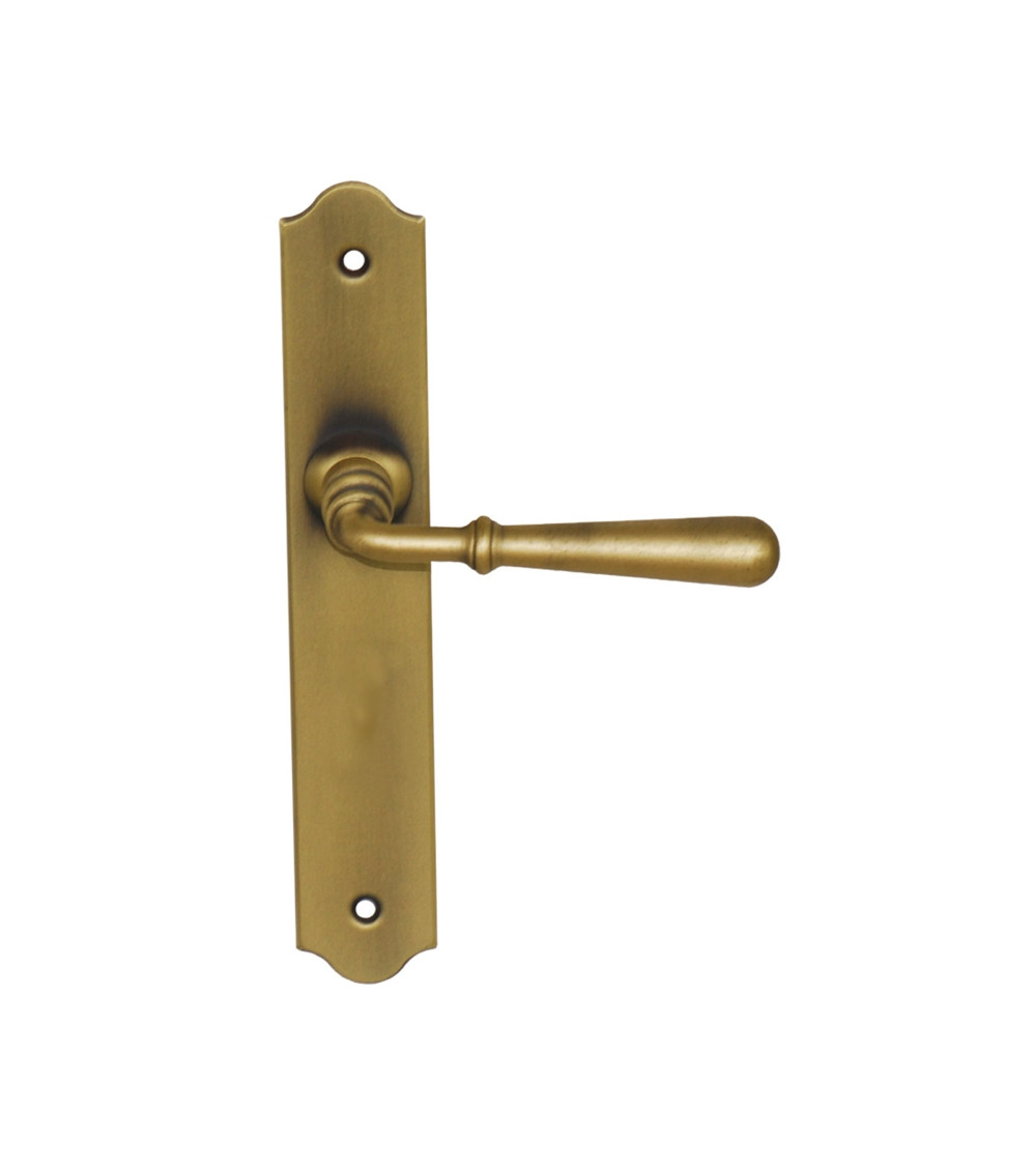 Maniglie per porte in ottone finitura ottone antico con rialzo - Beynac