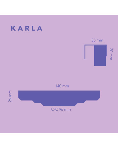 Maniglia per mobile in ottone KARLA LACK con dimensioni