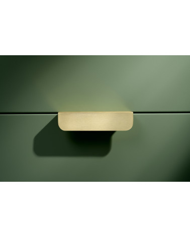 Maniglia per mobile oro opaco EDIT EDGE maniglia design posizionata orizzontalmente su uno sfondo