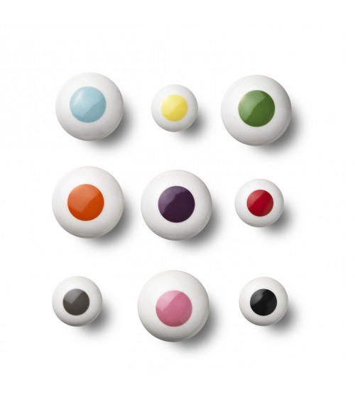 Pomello per mobile Anne Black Dot colore giallo - dimensione 30x30mm