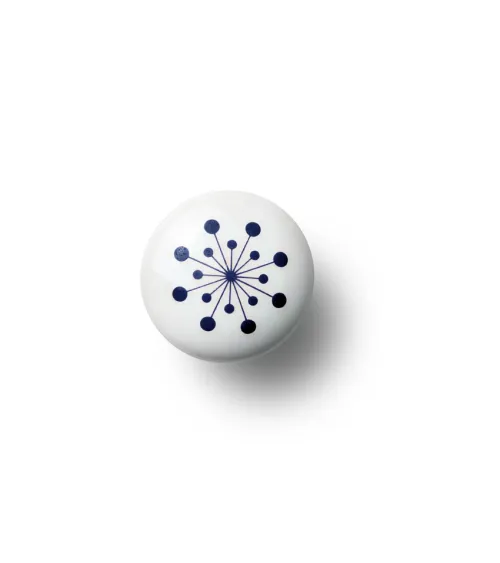 Pomello per mobile Anne Black modello Flower colore blu scuro, dimensione 30x30mm