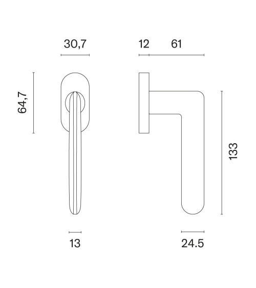 Maniglia per finestra cromo satinato AVA design