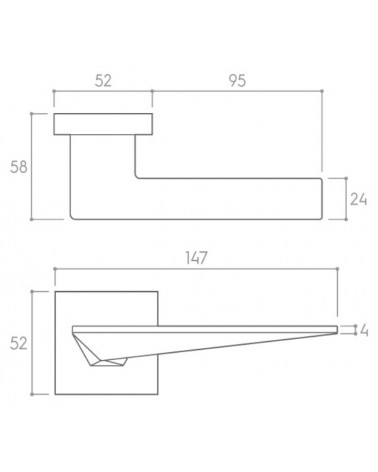 Maniglia per porta Blade con dimensioni
