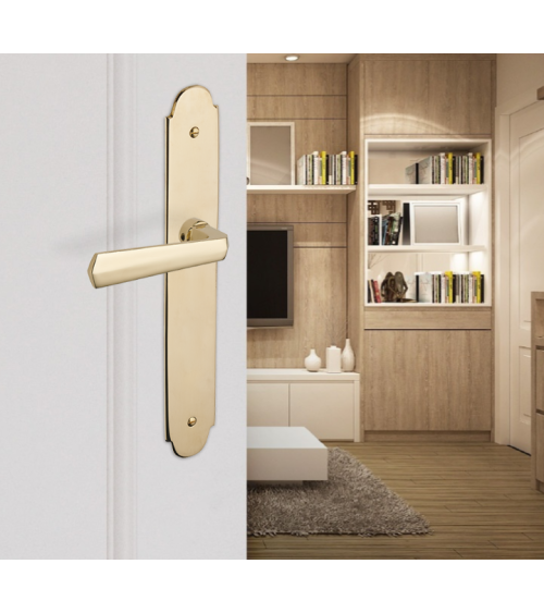 Maniglia per porta moderna su placca Ottone - MADE IN FRANCE