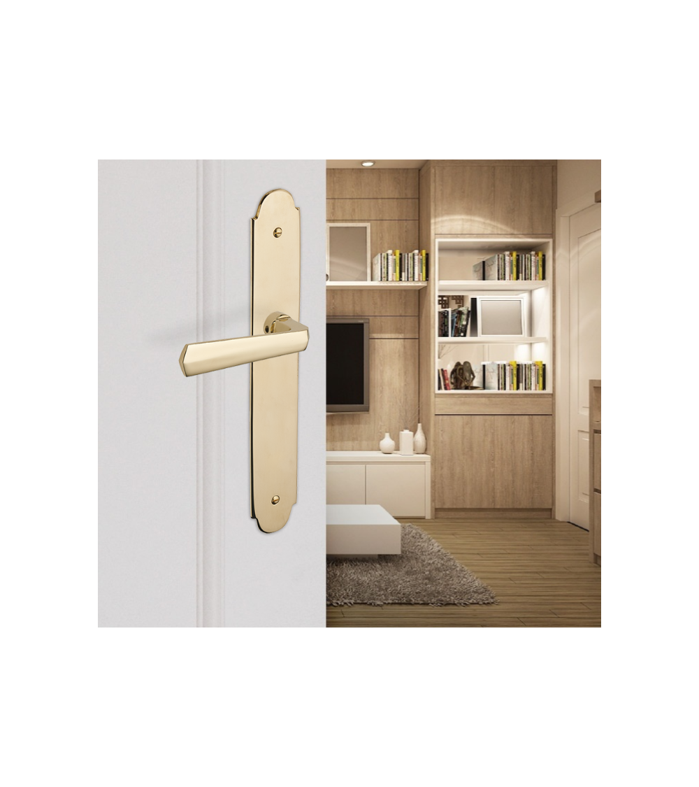 Maniglia per porta moderna su placca Ottone - MADE IN FRANCE