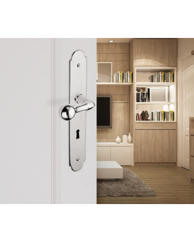 Maniglia porta Elise/P90 in ottone su placca - MADE IN FRANCE