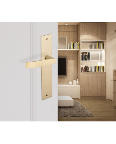 Maniglia per porta in ottone Madeleine/P87 su placca lunga - MADE IN FRANCE