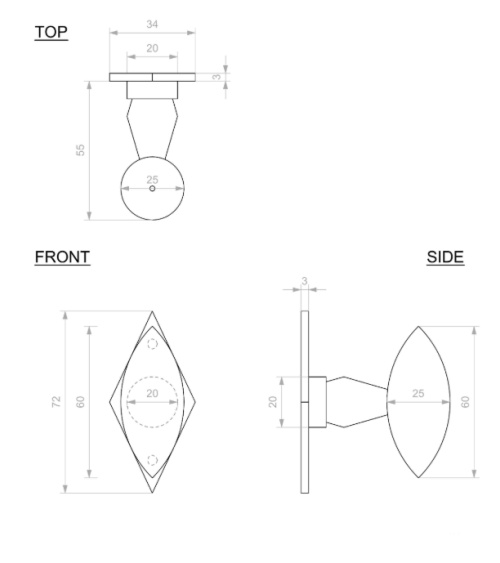 Maniglia per porta retro - industriale in ferro 254 quadrata - maniglia design