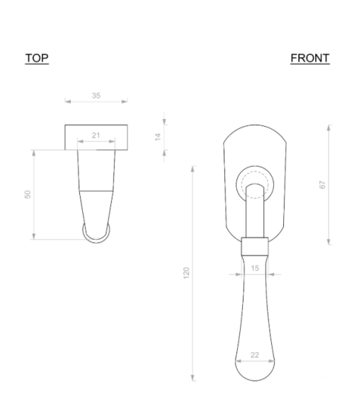 Maniglia per FINESTRA in ferro 1200 R - design maniglia