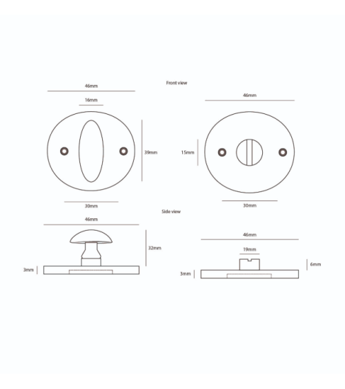 Rosetta per porta CDF chiave WC-326 - ferramenta design