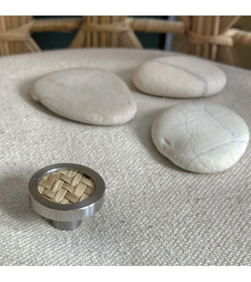 Pomello per mobile in acciaio inossidabile con giunco di mare maniglia design