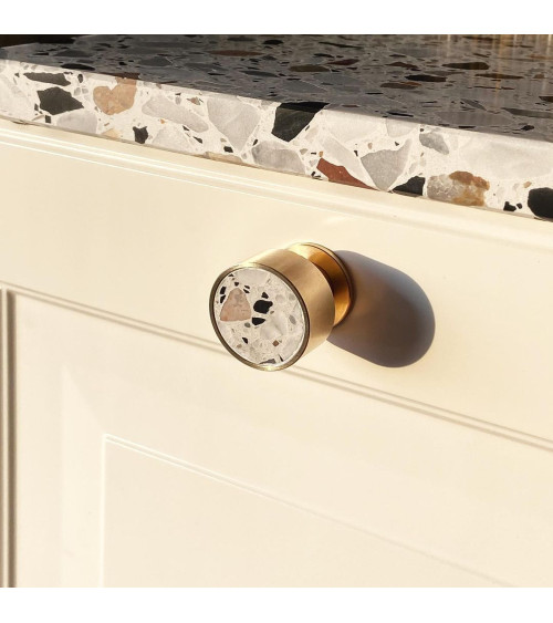 Pomolo per mobile in ottone e Terrazzo maniglia design