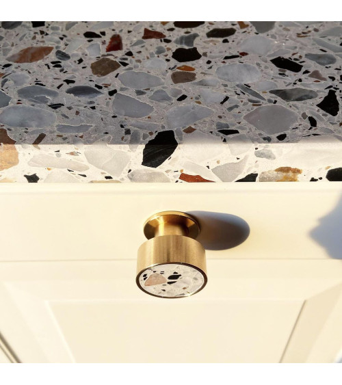 Pomolo per mobile in ottone e Terrazzo maniglia design