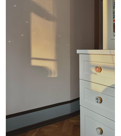 Pomolo per mobile in ottone e Pink Terrazzo maniglia design modello large