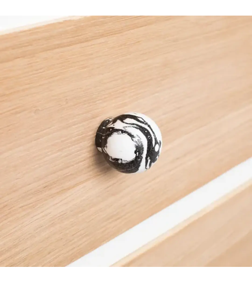 Pomello per mobile in legno di faggio nero design