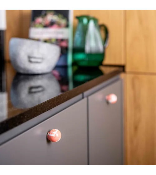 Pomello per mobile in legno di faggio rosso ciliegia design
