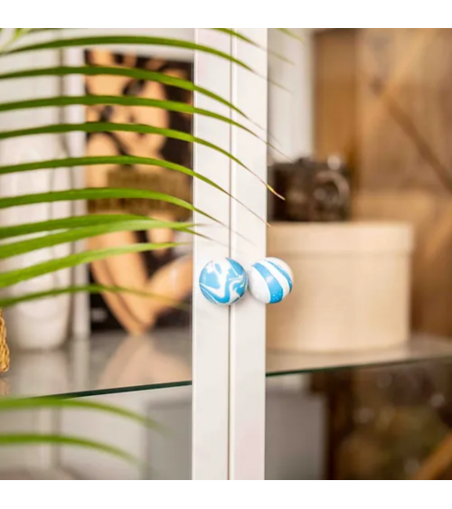 Pomello per mobile in legno di faggio Blu Azzurro maniglia design