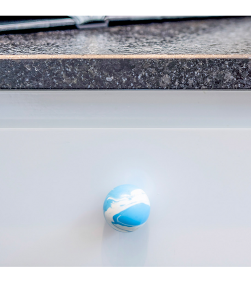 Pomello per mobile in legno di faggio Blu Azzurro maniglia design