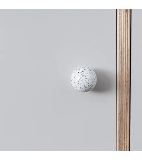 Pomello per mobile in legno di faggio bianco/nero Mélange design