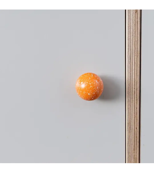 Pomello per mobile in legno di faggio arancione/bianco Mélange maniglia design