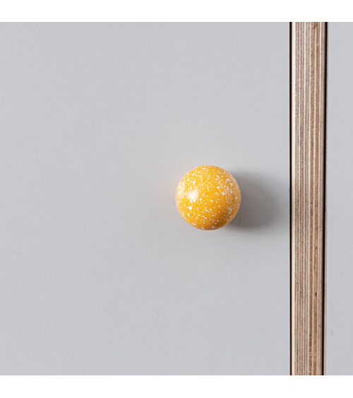 Pomello per mobile in legno di faggio giallo/bianco Mélange maniglia design