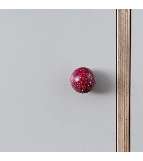Pomello per mobile in legno di faggio rosso vino/bianco Mélange maniglia design