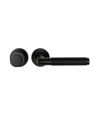 Duo asimmetrico maniglia e pomolo porta texturizzato nero Time design maniglia allineati orizzontalmente